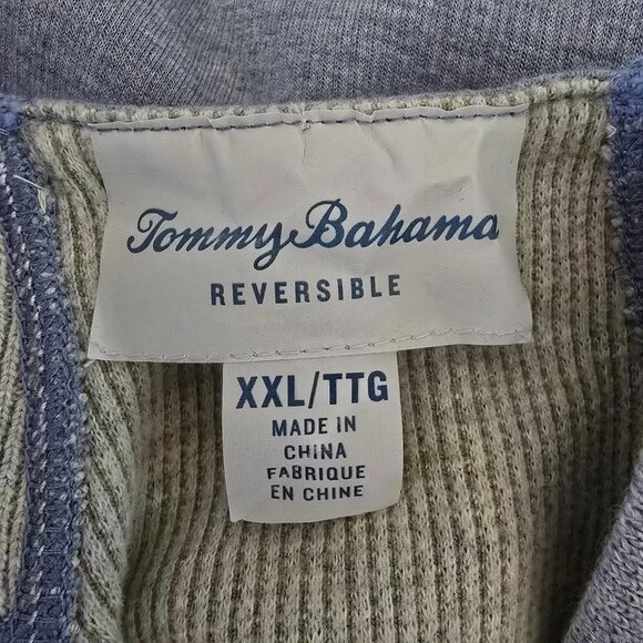 TOMMY BAHAMA 1/4 ZIP PULLOVER MENS LIGHT BLUE REVERSIBLE SIZE XXL EUC - Picture 2 of 5